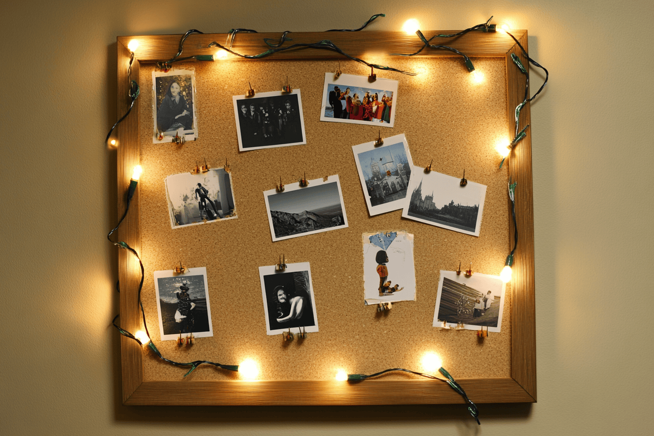 Tableau DIY en bouchons de liège, parfait pour accrocher des souvenirs et photos