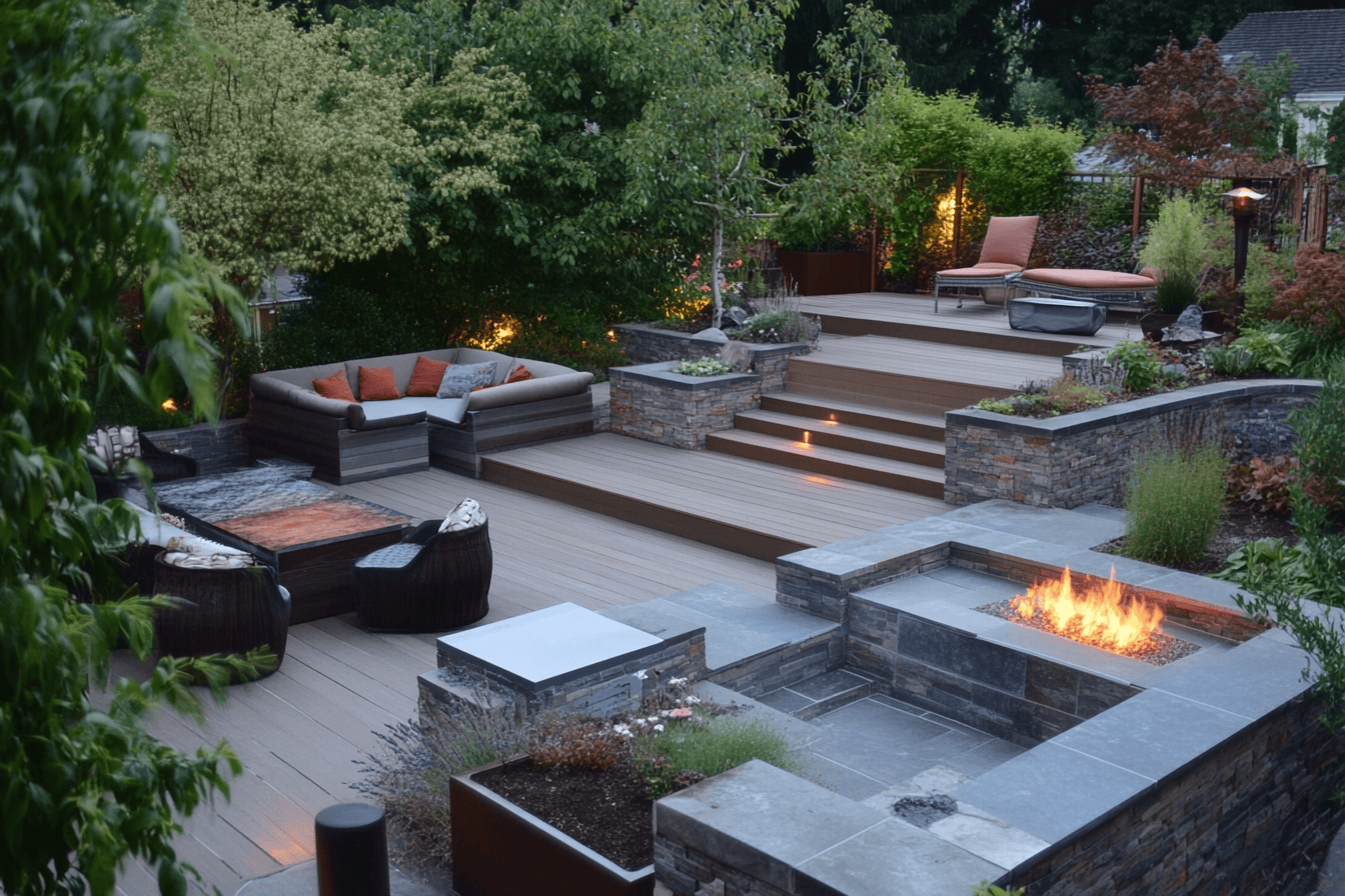 terrasses multi niveaux jardin